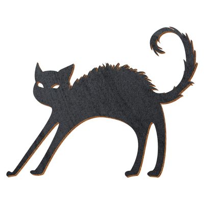 Black Wooden Cat with Hump, 25 cm, Pack of 50