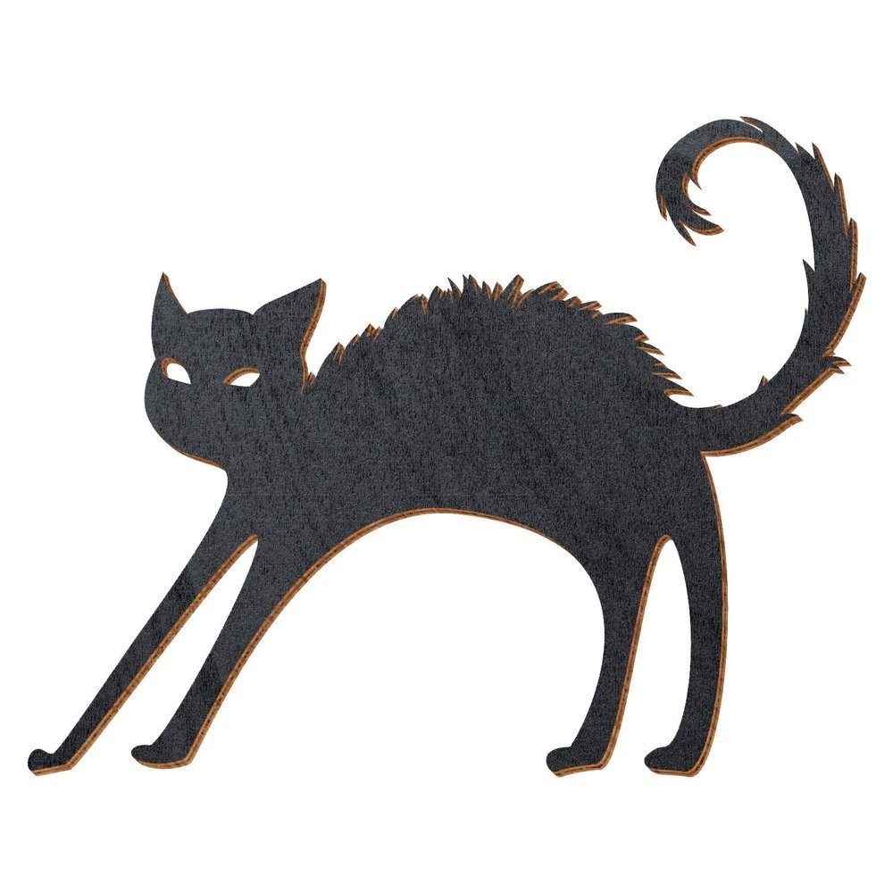 Black Wooden Cat with Hump, 25 cm, Pack of 50