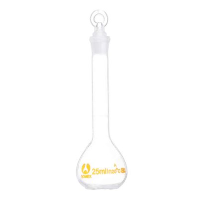 VIDOO 25 mL Clear Glass Volumetric Flask with Stopper, Round Bottom