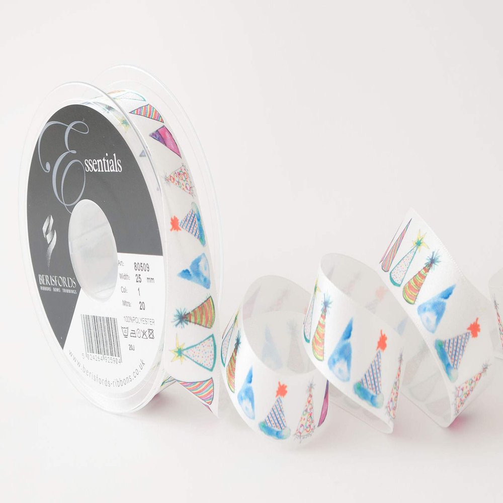 Berisfords Party Hat Ribbon, 25 mm, Multicolor
