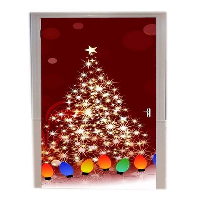 A.Monamour Self-Adhesive 3D Glitter Christmas Tree Door Wallpaper, Red, 77 x 200 cm