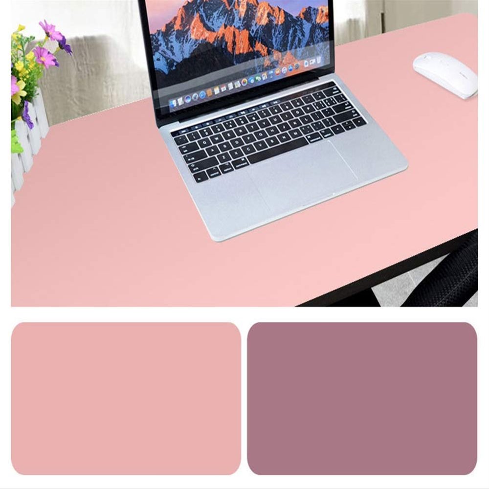 Insun Multifunctional Office Mouse Pad, Waterproof PU Leather Desk Mat, Ultra-Thin, Double-Sided, Pink/Violet, 140 x 55 cm