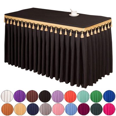 JK Home Rectangular Tassel Tablecloth for Exhibitions, Meetings, and Banquets