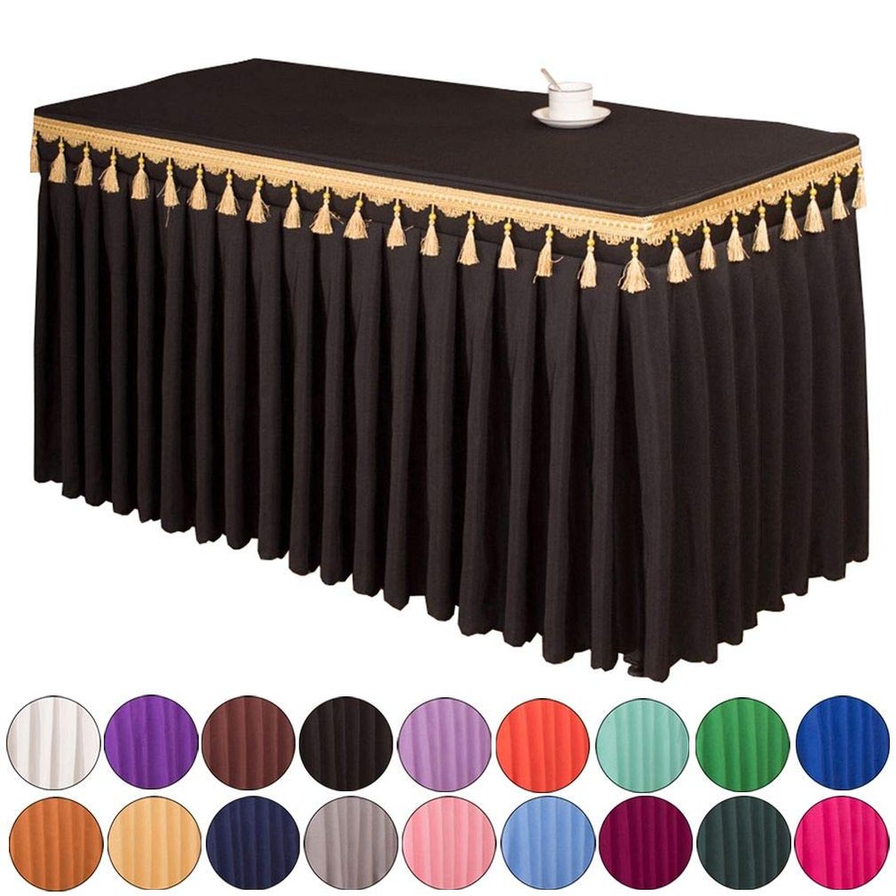 JK Home Rectangular Tassel Tablecloth for Exhibitions, Meetings, and Banquets
