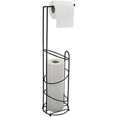 MSV Holly Freestanding Toilet Paper Holder, Matte Black, 15 x 62 x 15 cm
