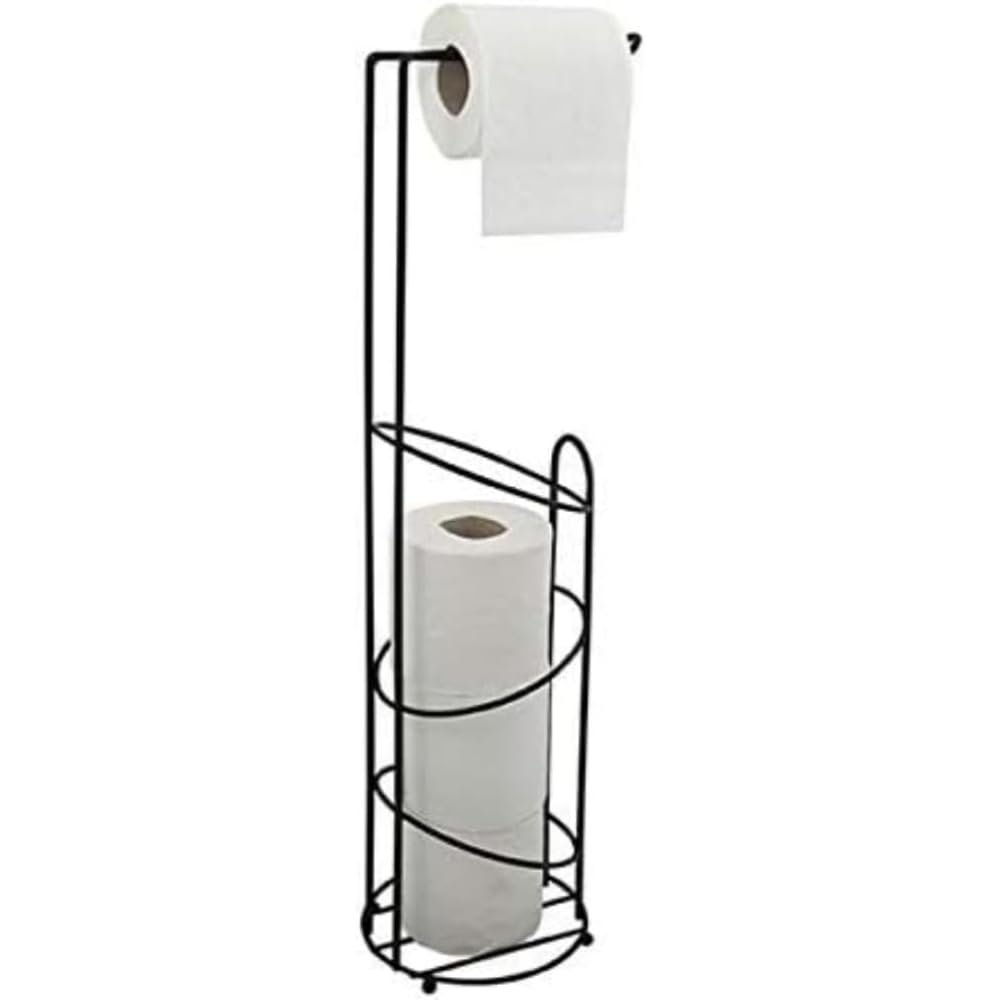 MSV Holly Freestanding Toilet Paper Holder, Matte Black, 15 x 62 x 15 cm