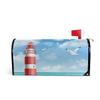 Linomo Magnetic Mailbox Cover, Summer Sea Lighthouse Seagull Design view 1