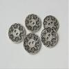 Set of 5 Antique Silver-Tone Flat Metal Buttons, Approx. 25 mm view 2