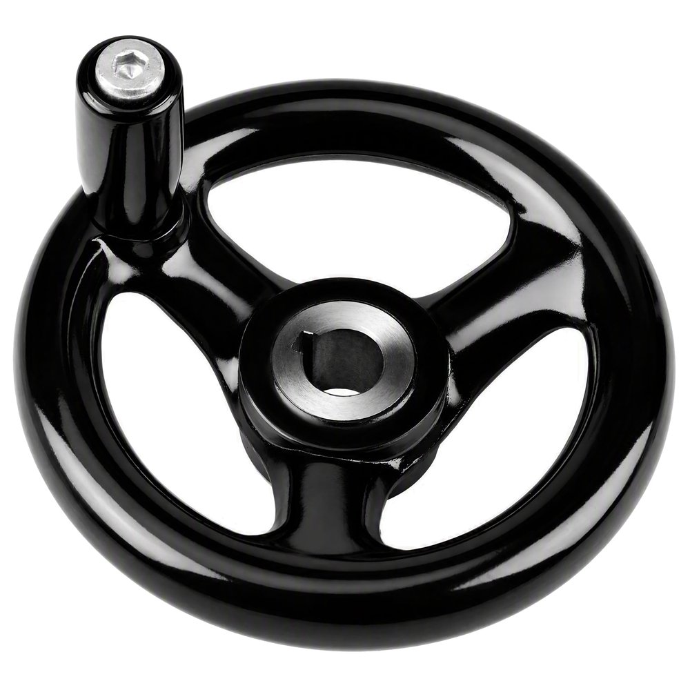 Garosa Plastic 3-Spoke Handwheel 12 x 100 mm with Handle for Industrial Lathes