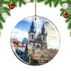 Weekino Prague Czech Old Town Ring Porcelain Christmas Ornament, 2.85 in view 1
