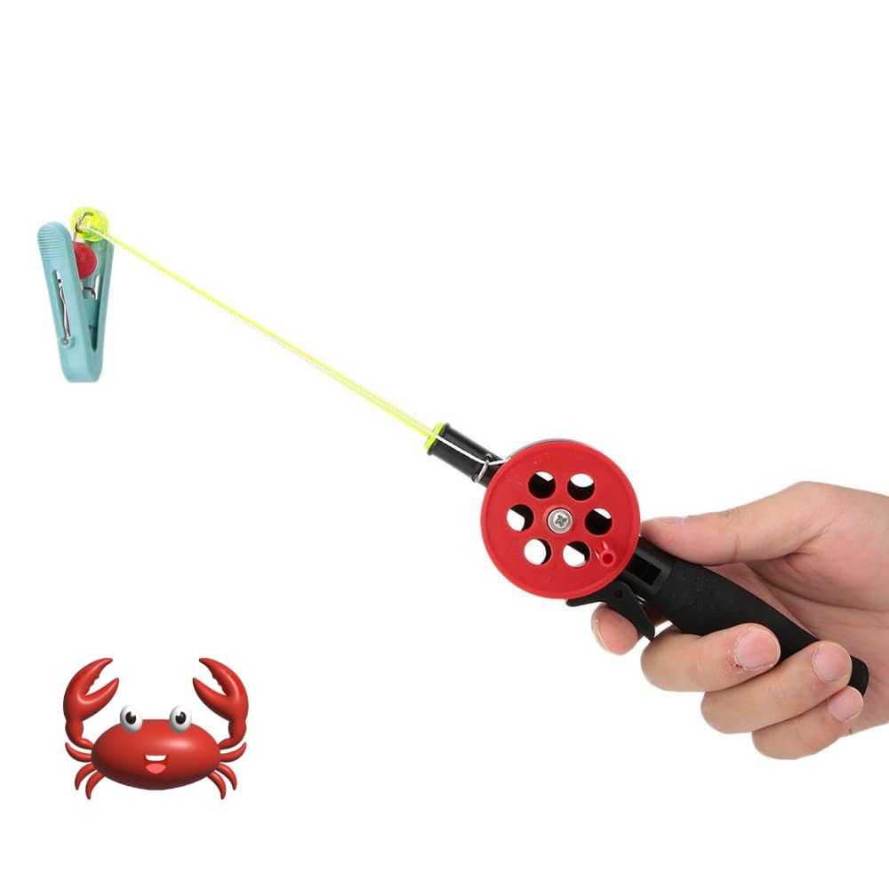 Jadeshay 2-Piece Kids’ Fishing Rod Set, Mini Portable Ice Fishing Rods with Clip for Shrimp and Crabs