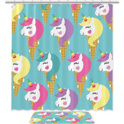 Eslifey Hello Quote Big City Shower Curtain Set, 72 x 72 in, with 20 x 32 in Bath Mat