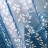Printed Voile Curtain, Cotton Linen, Willow Branch Pattern, Semi-Sheer, 2-Piece Set, Blue, 200 x 250 cm view 3