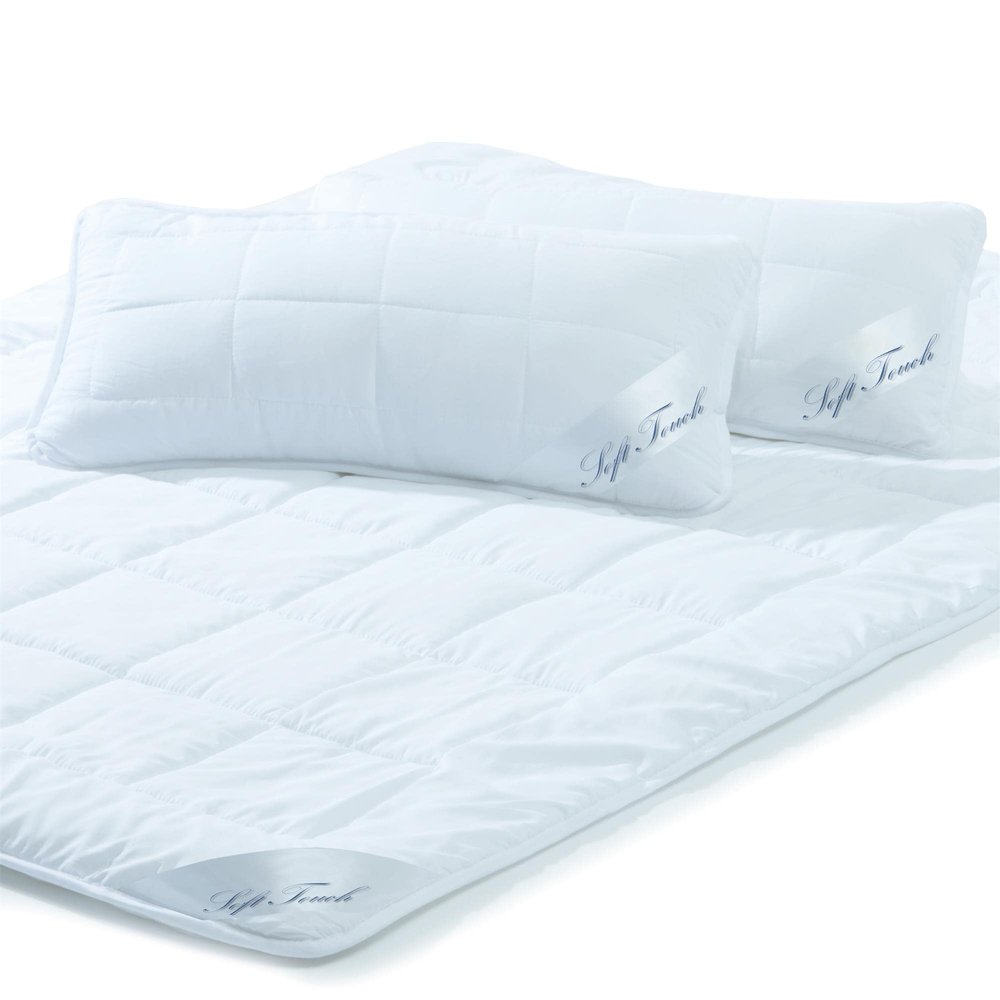 aqua-textil Soft Touch All-Season Comforter Set, 225 x 220 cm, with 2 Pillows