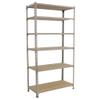 SimonRack Heavy-Duty Shelving Unit, 250 x 100 x 30 cm, Metal Shelving, Basement Rack, 150 kg, 6 Wooden Shelves, Galvanized Steel/Wood - Maderclick view 1