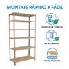 SimonRack Heavy-Duty Shelving Unit, 250 x 100 x 30 cm, Metal Shelving, Basement Rack, 150 kg, 6 Wooden Shelves, Galvanized Steel/Wood - Maderclick view 4