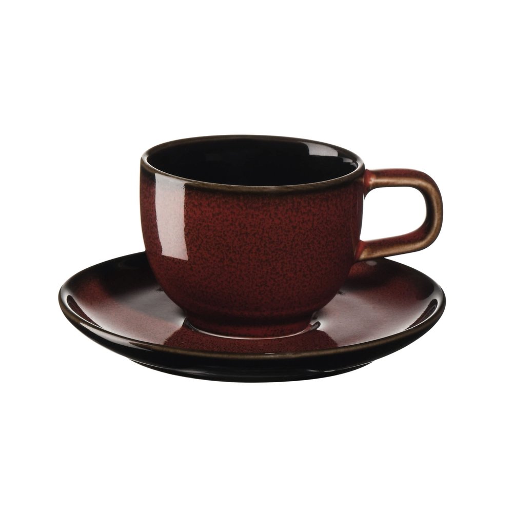 ASA Espresso Cup with Saucer, Rusty Red