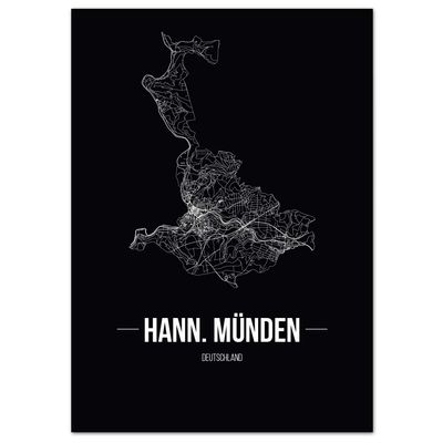 JUNIWORDS City Poster – Choose Your City – Hann. Münden – 21 x 30 cm – Font B – Black