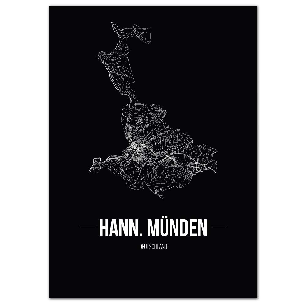 JUNIWORDS City Poster – Choose Your City – Hann. Münden – 21 x 30 cm – Font B – Black