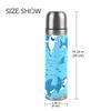 Cartoon Blue Shark Stainless Steel Insulated Water Bottle, Leakproof, Leather-Wrapped, 500 ml view 2
