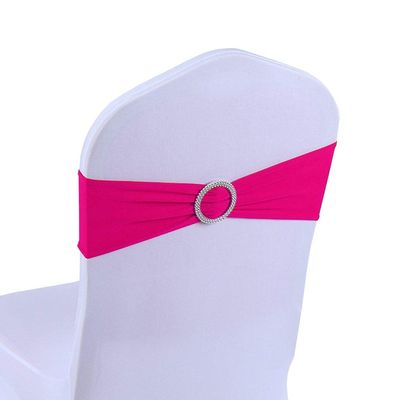 JK Home Stretch Chair Covers, Spandex, with Buckle Slider, Soft Bows for Weddings, Home, Hotel, Party, Banquet, Birthday, Event, Reception, Rose Red, 1 Piece