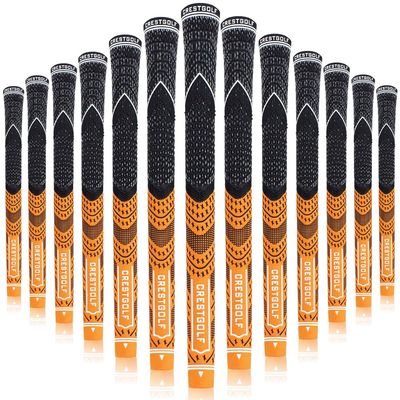 Multi-Compound Golf Grips, Standard Size, All-Weather Control, Thread Technology, Rubber and Carbon Fiber, Non-Slip, 13-Pack (Orange, Standard Size)