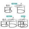 2-Piece Set of Round Marble Nesting Coffee Tables, Black view 4
