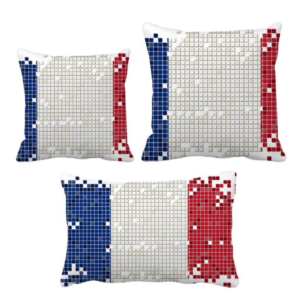 DIYthinker French Simple Grid National Flag Throw Pillow Set