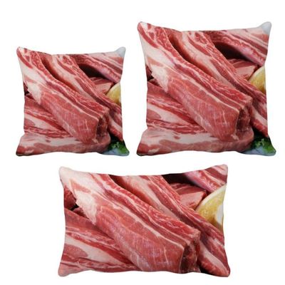 DIYthinker Rip Chop Raw Meat Food Texture Throw Pillow Set with Insert and Cover, Home Sofa Decor Gift