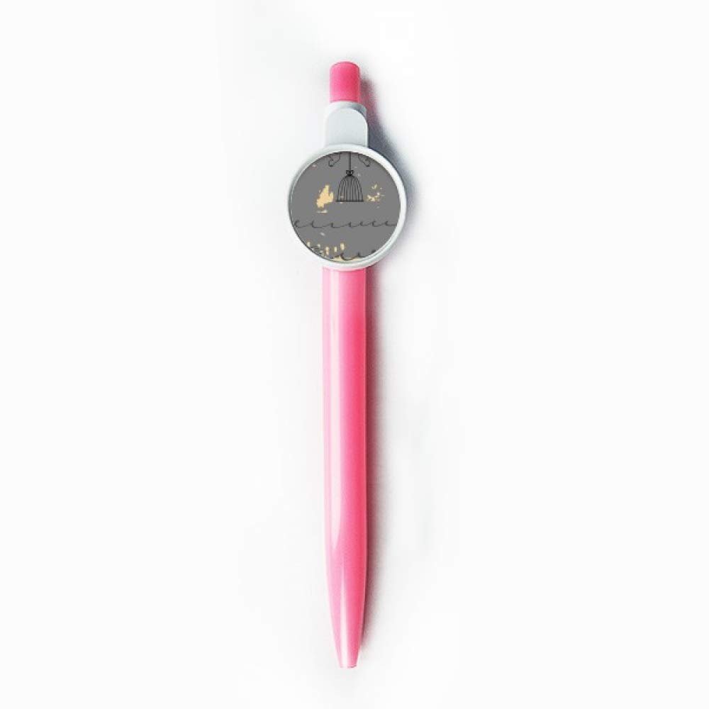 DIYthinker Cage Retractable Ballpoint Pen with Abstract Plants, Blue