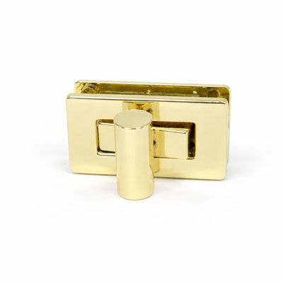 Trimming Shop Rectangular Twist Lock Closure for Handbags, DIY Projects and Clutches, Gold, 18 x 30 mm