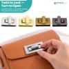 Trimming Shop Rectangular Twist Lock Closure for Handbags, DIY Projects and Clutches, Gold, 18 x 30 mm view 4