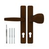 Premium Victory DHS Door Handle Set, 92 mm, Rectangular, Lever-Knob, Brown RAL 8017, 25 mm Backplate view 3