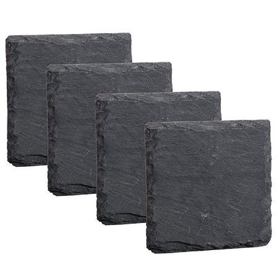 Homiu Black Slate Coasters & Placemats, 4-Piece Set
