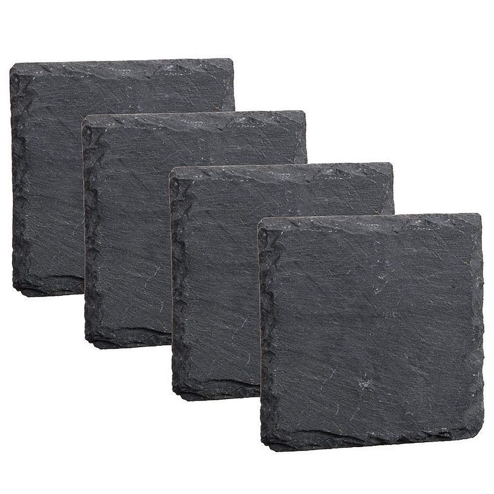 Homiu Black Slate Coasters & Placemats, 4-Piece Set