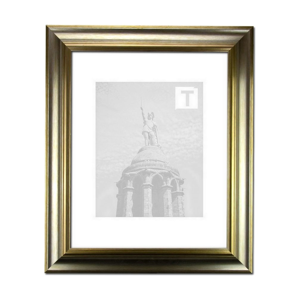 Melody for Large Formats, Solid Wood Baroque Picture Frame in Champagne Gold with 2 mm Clear Plastic Glazing, Image Size: 34.4 x 101.7 cm