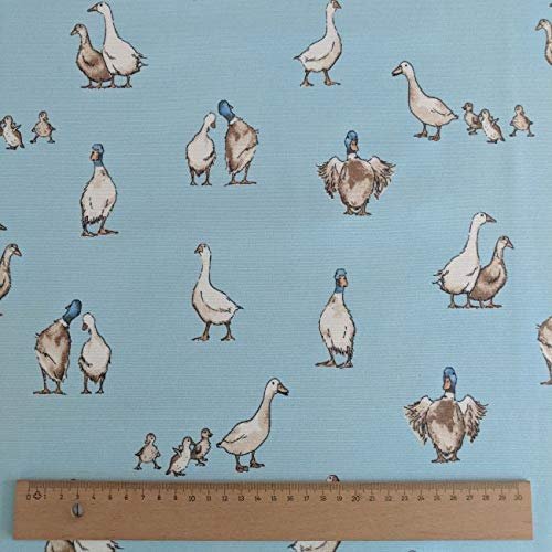 100% Linen Duck-Print Fabric, Light Blue, 138 cm Wide