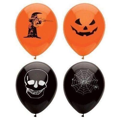 60-Pack Halloween Balloons, Assorted Orange, Black & White