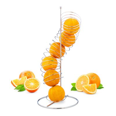 Relaxdays Set of 10 Metal Spiral Fruit Holders, Silver, 48 x 21 x 21 cm