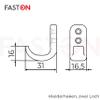 FASTON Two-Hole Coat Hook, 31 x 16.5 mm, Polished A4/V4A Stainless Steel, 2-Pack view 3