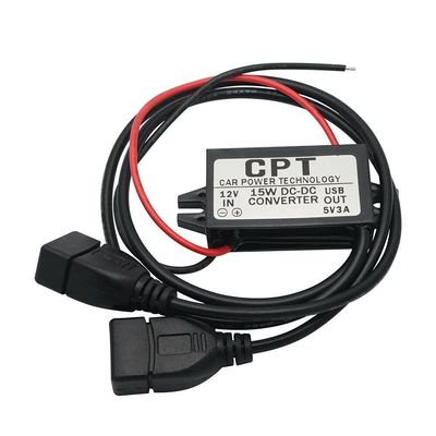 POWERTOOL 12 V to 5 V Buck Converter Module, Dual USB, Black
