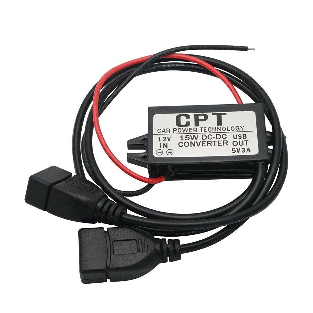 POWERTOOL 12 V to 5 V Buck Converter Module, Dual USB, Black