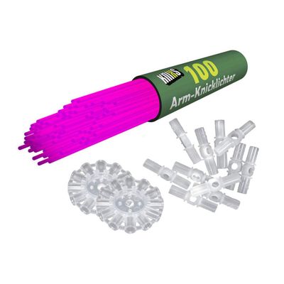 KNIXS 100 Pink Glow Sticks with 3D, Ball & 7-Hole Connectors