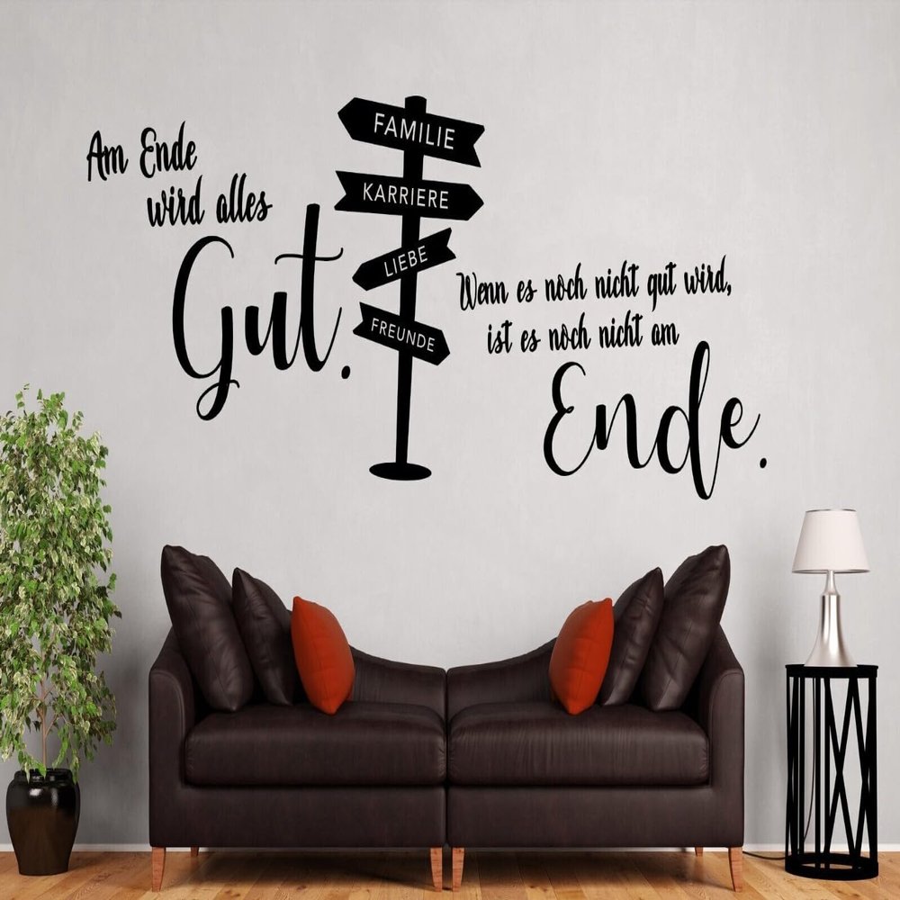 tjapalo A49 Wall Decal “In the End, Everything Will Be Okay” – Metallic Gold, W100 x H37 cm