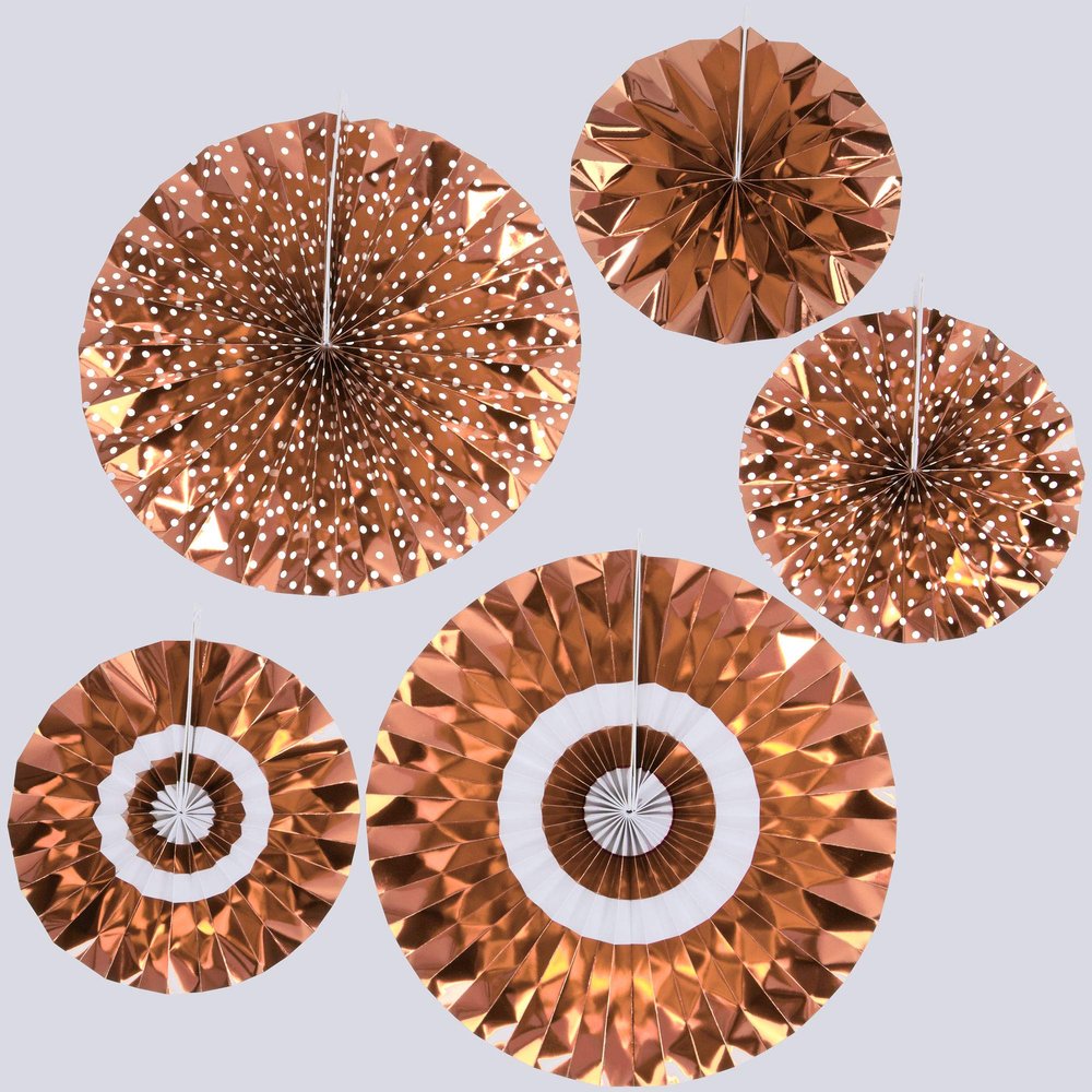 Neviti Pinwheel Decorations, Rose Gold and White with Dots