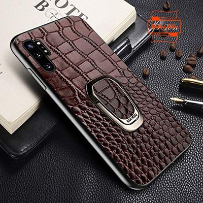 Yidai-Silu Genuine Leather Crocodile-Texture 360° Car Mount Case for Galaxy Note 10+ 5G