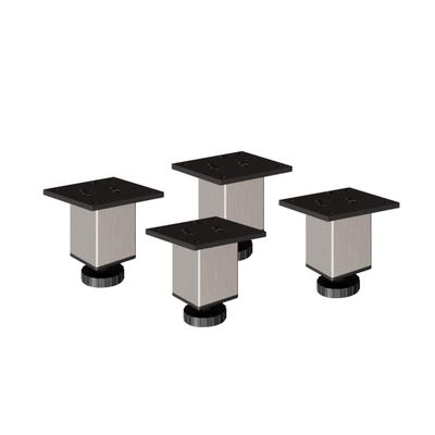 Sossai Exklusiv E4MF Furniture Legs, Height-Adjustable Set of 4, 80 mm, INOX, Aluminum 45 x 45 mm Square Profile