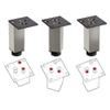 Sossai Exklusiv E4MF Furniture Legs, Height-Adjustable Set of 4, 80 mm, INOX, Aluminum 45 x 45 mm Square Profile view 3