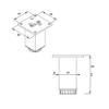 Sossai Exklusiv E4MF Furniture Legs, Height-Adjustable Set of 4, 80 mm, INOX, Aluminum 45 x 45 mm Square Profile view 4