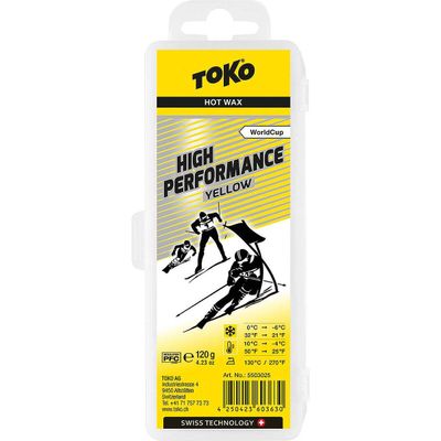 TOKO High Performance Ski Wax, 120 g, Yellow, 0°C to -6°C